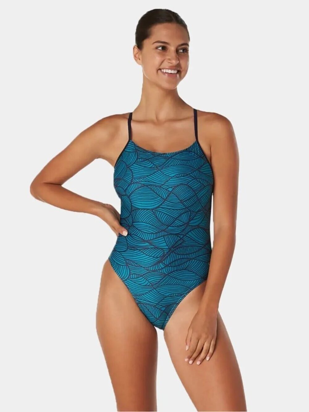 Speedo Be Like Water Printed Relay Back One Piece Swimsuit 02/28